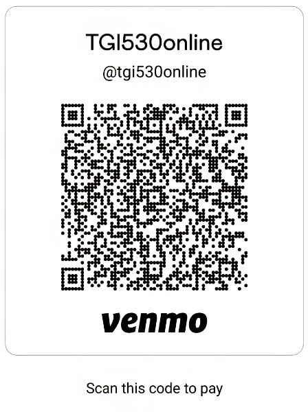 Venmo QR code for TGI530 Online contributions